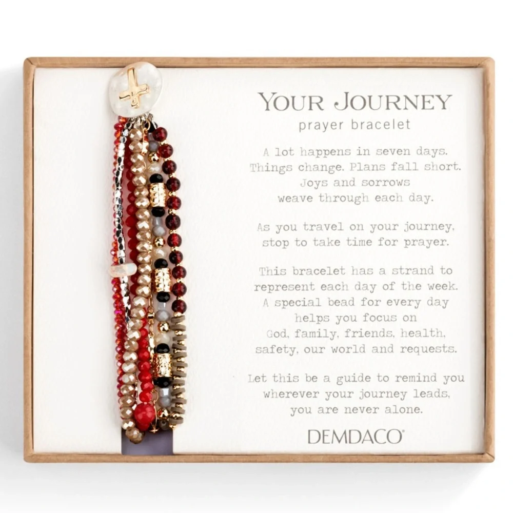 NWOT Your Journey Beaded Garnet Crystal Glass Beaded Slider Prayer Bracelet - Picture 3 of 8